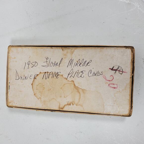 Vintage 1950 Six Glass Place Cards Floral Party Vintage in Box - Picture 7 of 7